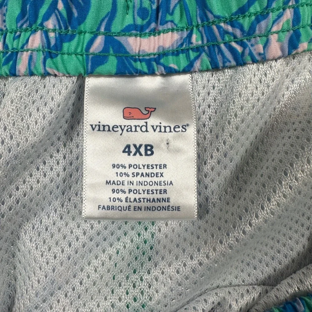 Vineyard Vines Swim Trunks Mens 4XB Seahorse Coral Print Green Blue
